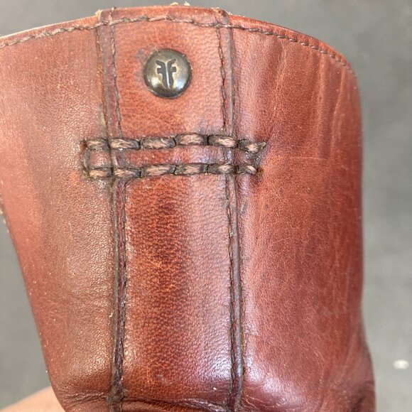 Frye Melissa Lace Up Brown Leather Short Ankle Boots - Picture 6 of 7